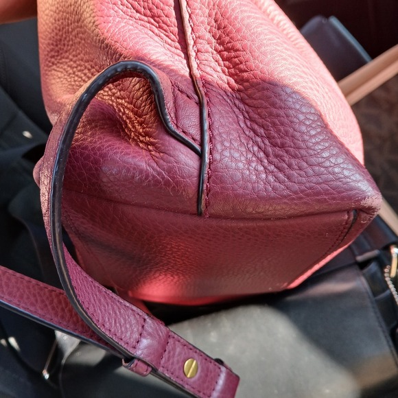 Tory Burch Chelsea Backpack Purse Burgundy Pebbled Leather Gold Hardware